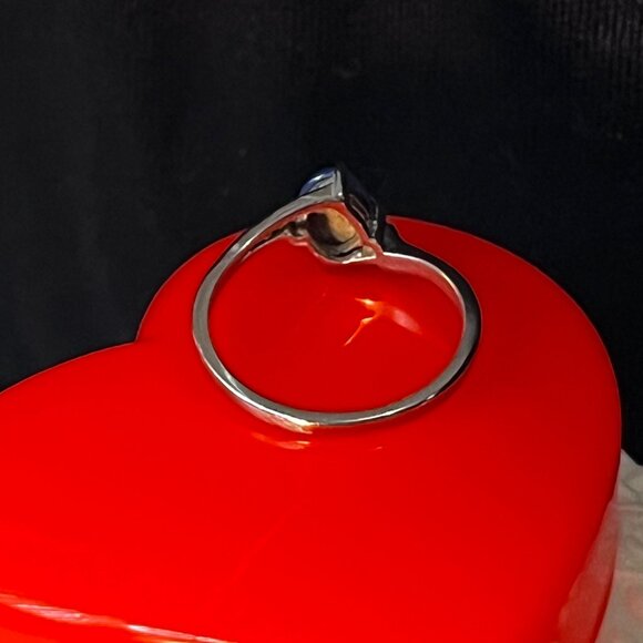 VINTAGE ELBE Blue Star Sapphire 10k White gold 8mm Cabochon prong set - Picture 3 of 7